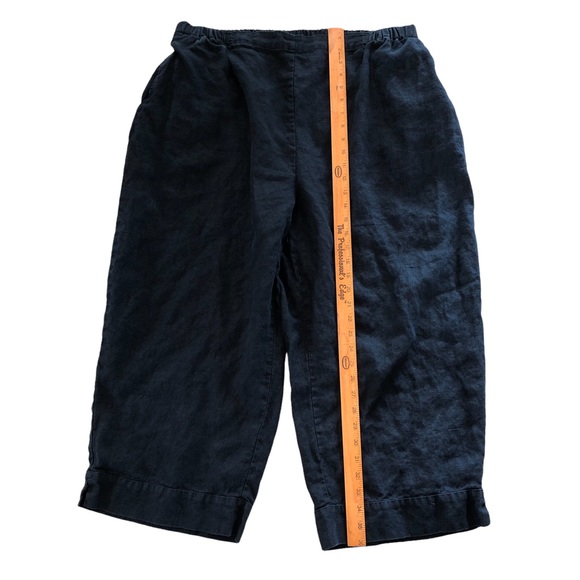 FLAX LINEN Lagenlook Black Cropped Pants with Pockets - Picture 10 of 11